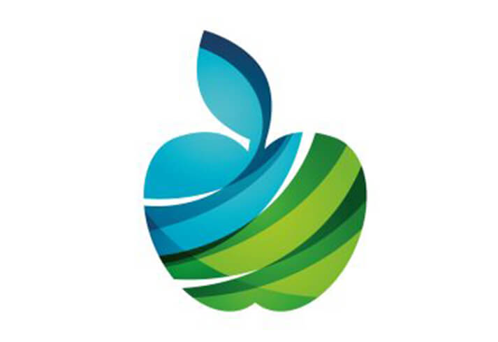 Graphic of an apple shaped logo